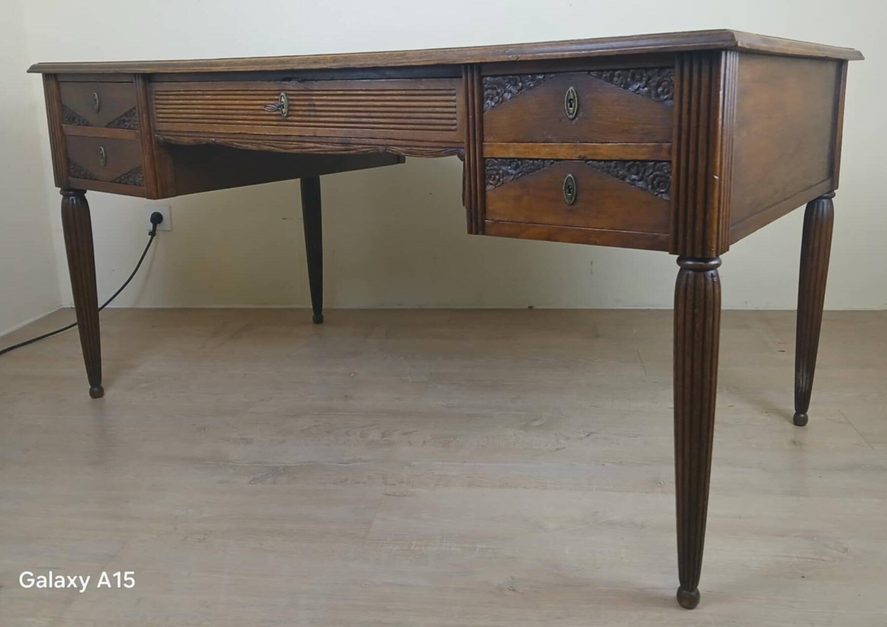 Very large oak center desk from the Art Deco period circa 1930