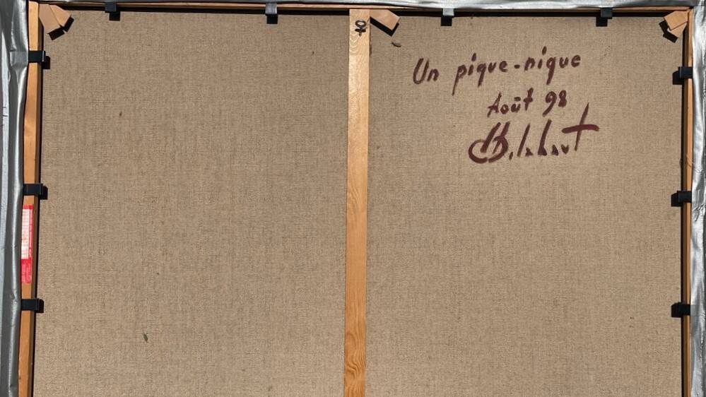 Painting by Camille Delahaut, "The Picnic". Vintage