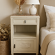 White patinated bedside table with a marble top