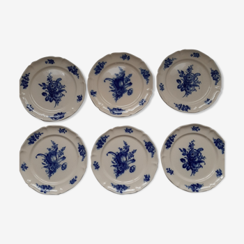 Assiettes anciennes VB Fleurs bleues