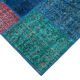 Tapis oriental contemporain 203 cm x 300 cm bleu patchwork fait à la main