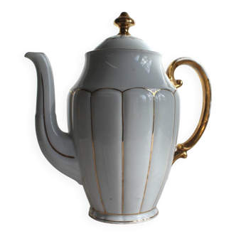 Cafetière porcelaine blanche et or