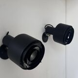 Pair of vintage Louis Poulsen wall lights, black lacquered metal, Denmark 1970s