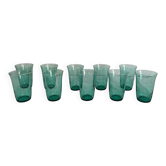 10 green Lesieur glasses – 1960s-1970s