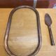 Foie gras service jd france platter + silver metal spatula + vintage glass