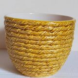 Vintage “rope” slip ceramic planter