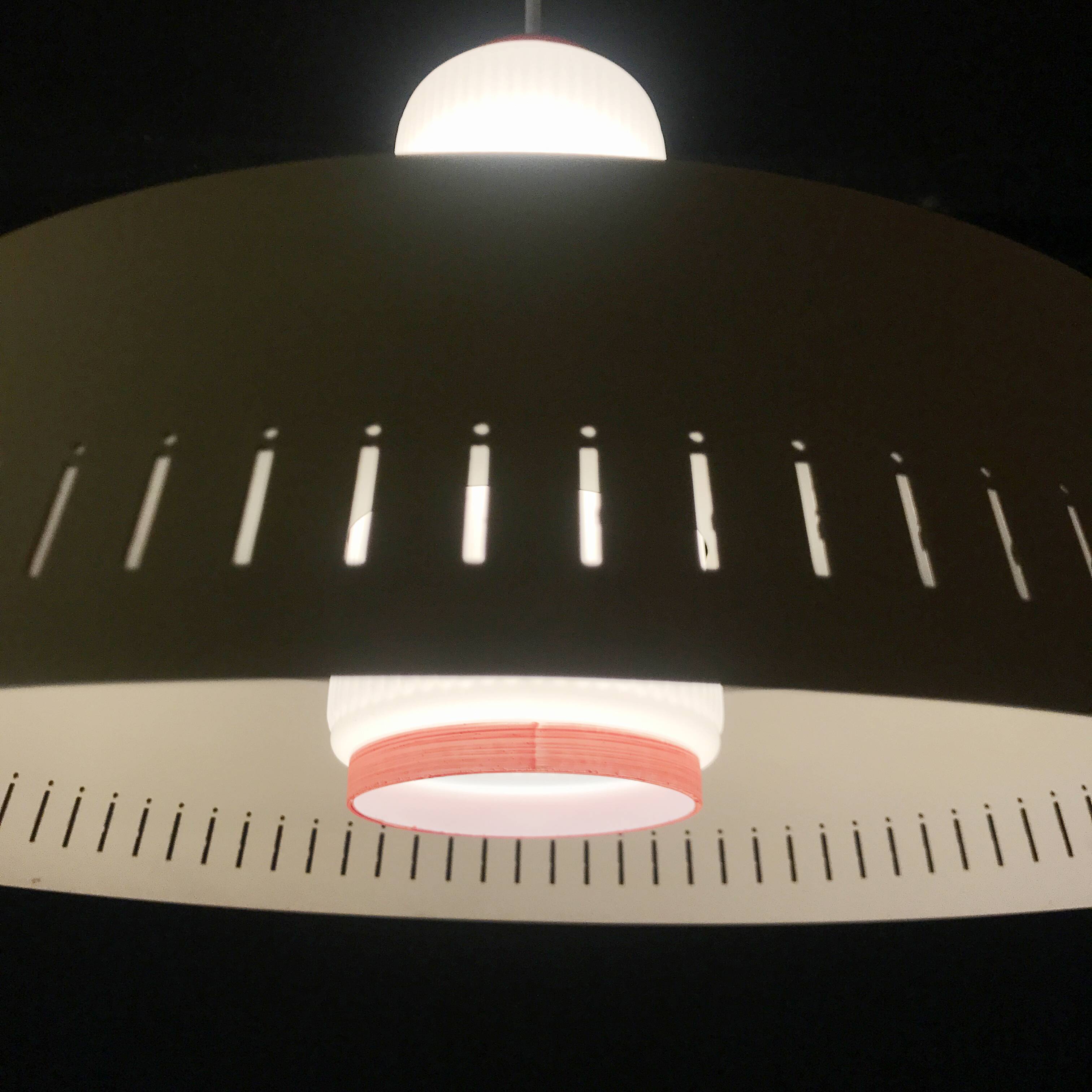 Pendant Lamp • Opaline & Perforated Metal • Jo Hammerborg • Fog & Mørup • 1960