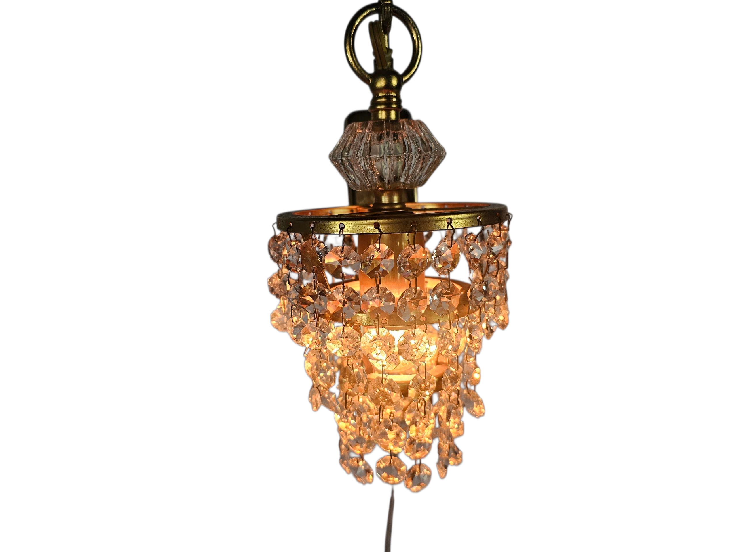 Massive - Hollywood Regency style - gold plated - crystal - Belgium - 70's
