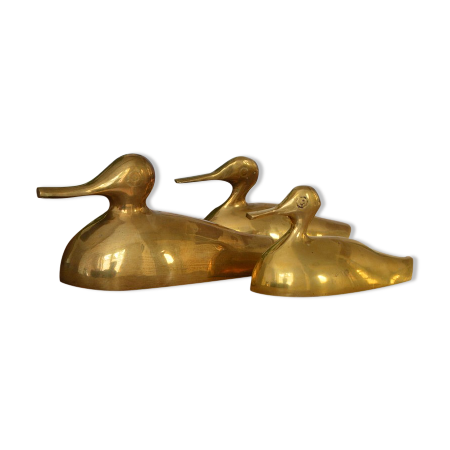 Suite of 3 brass ducks