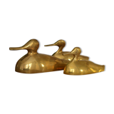 Suite of 3 brass ducks