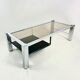 Belgo chrom chrome coffee table, smoked glass top and wooden undertray, circa 1980