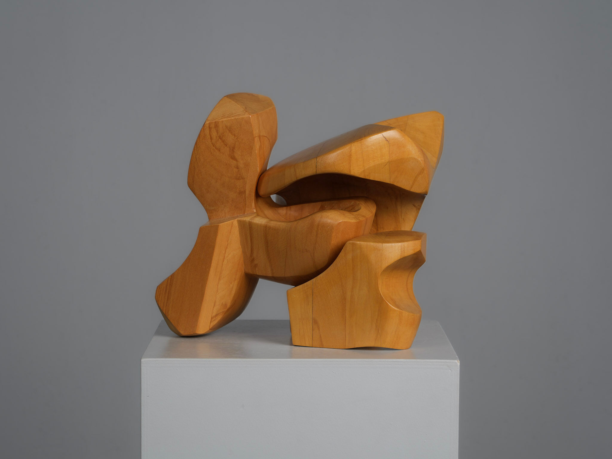 Interlocking abstract wood sculpture by Joop van Bergen, Netherlands, 1980s