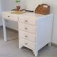 Bureau ancien Art Déco blanc bois massif boutons boules métal vintage