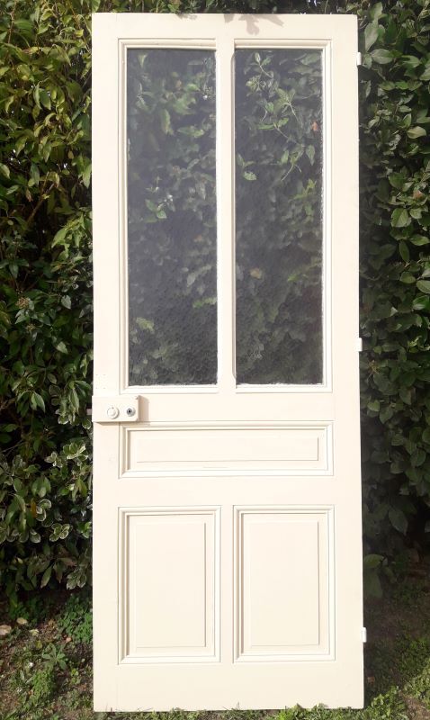 Old translucent glass communication door 82.5x214.2cm