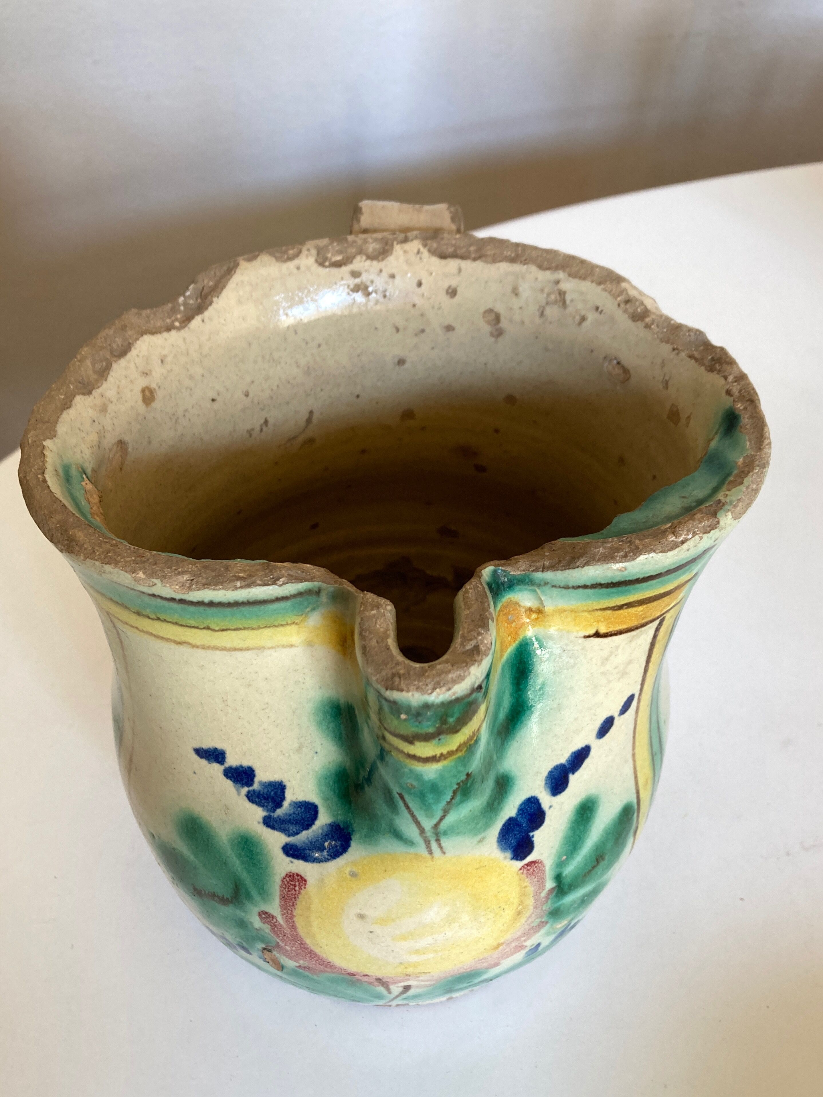 Vase pitcher 18th Italian glazed earth of Vietri Amalfi