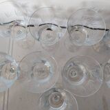 9 verres à pied ciselés cristal 70's