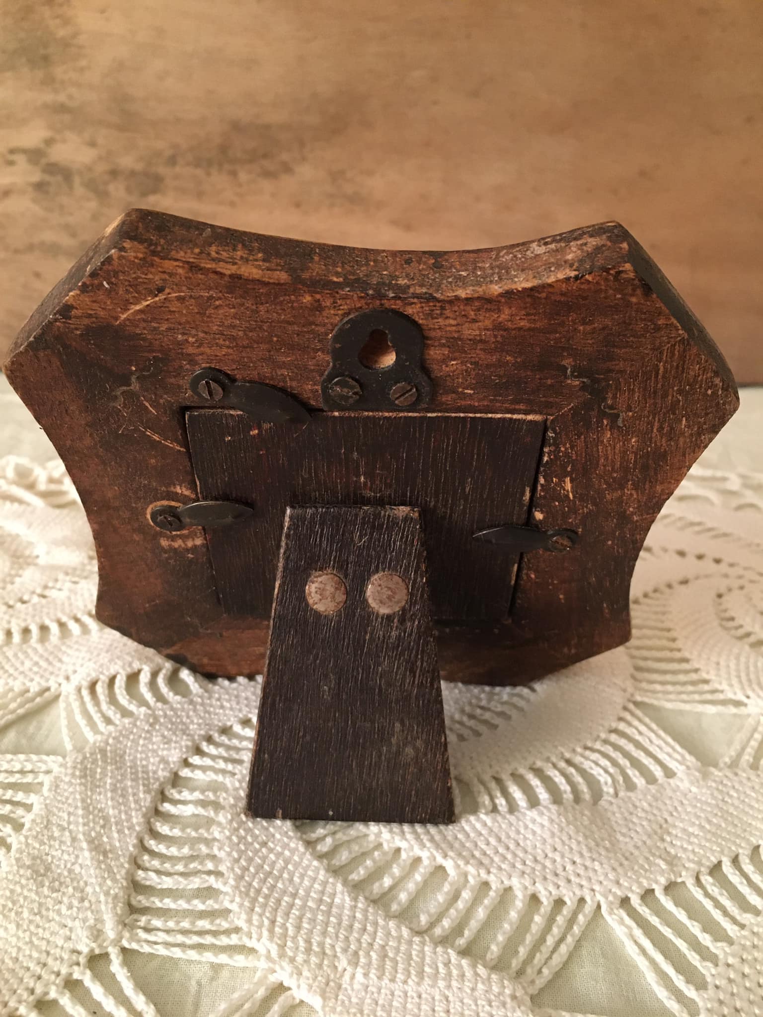 Photo frame in worked wood.