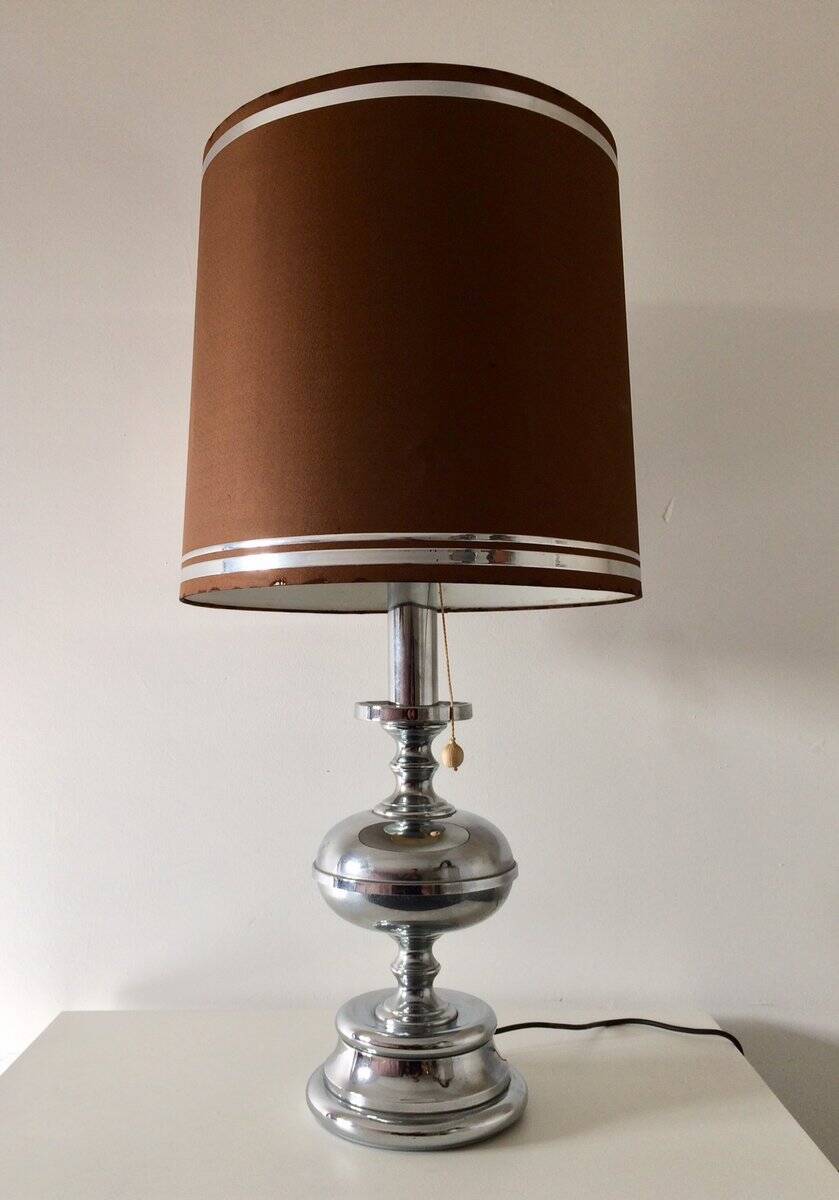 Large Mid-Century Italian Chrome Table Lamp, 1960s