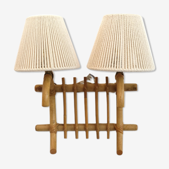 Sconce to 2 rattan fires, 1960/1970