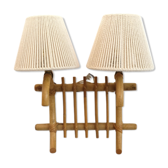 Sconce to 2 rattan fires, 1960/1970
