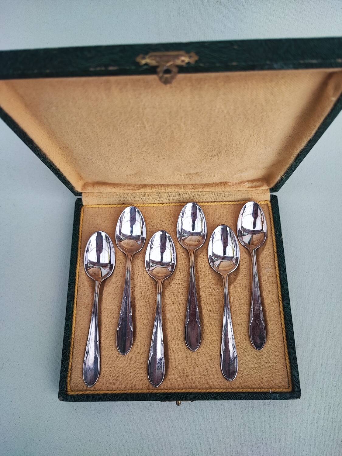 Six silverplated teaspoons
