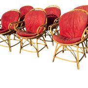 Set of 6 rattan armchairs from the 1960s, France.