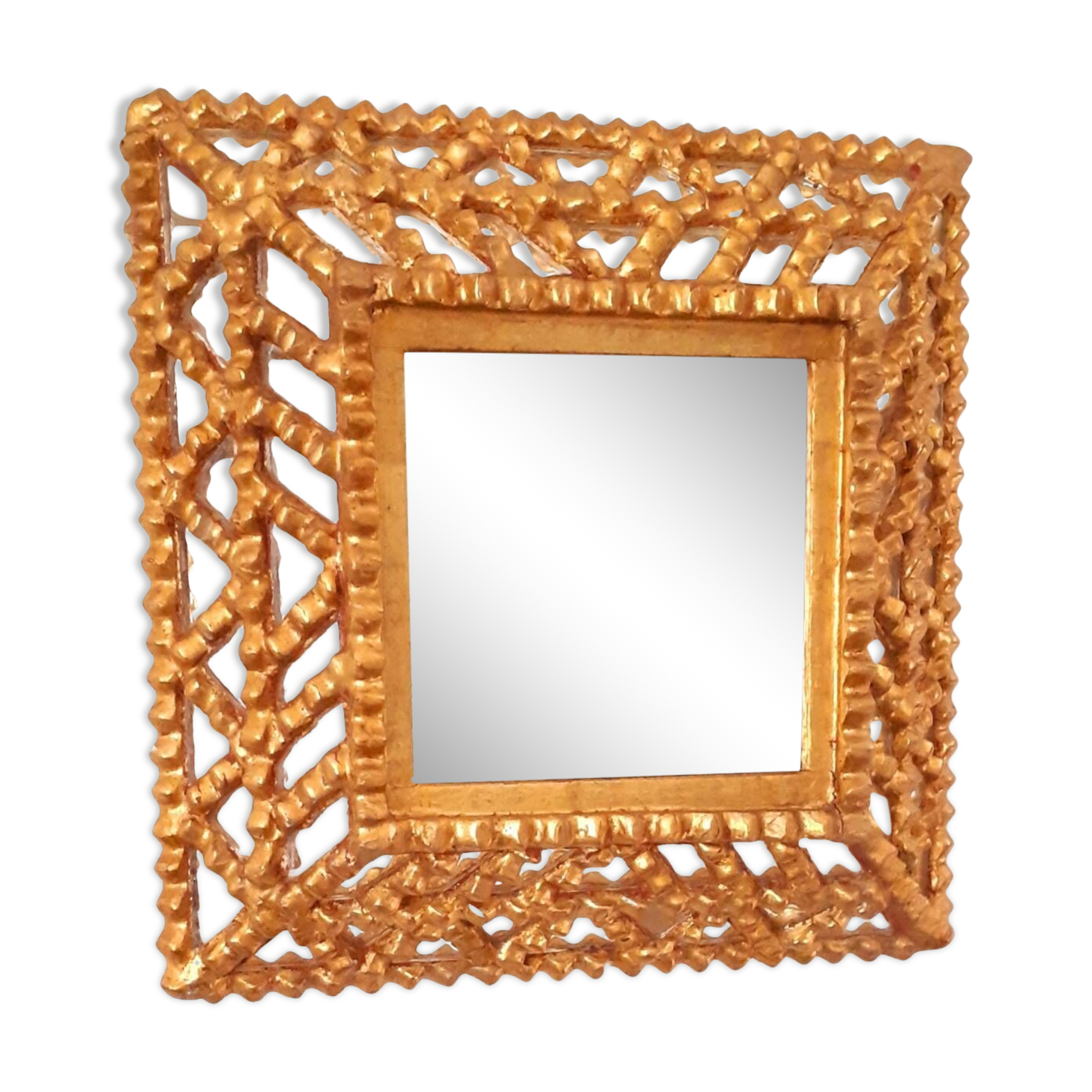 Vintage gilded mirror with glazing beads