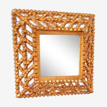 Golden mirror with vintage beads