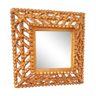Golden mirror with vintage beads