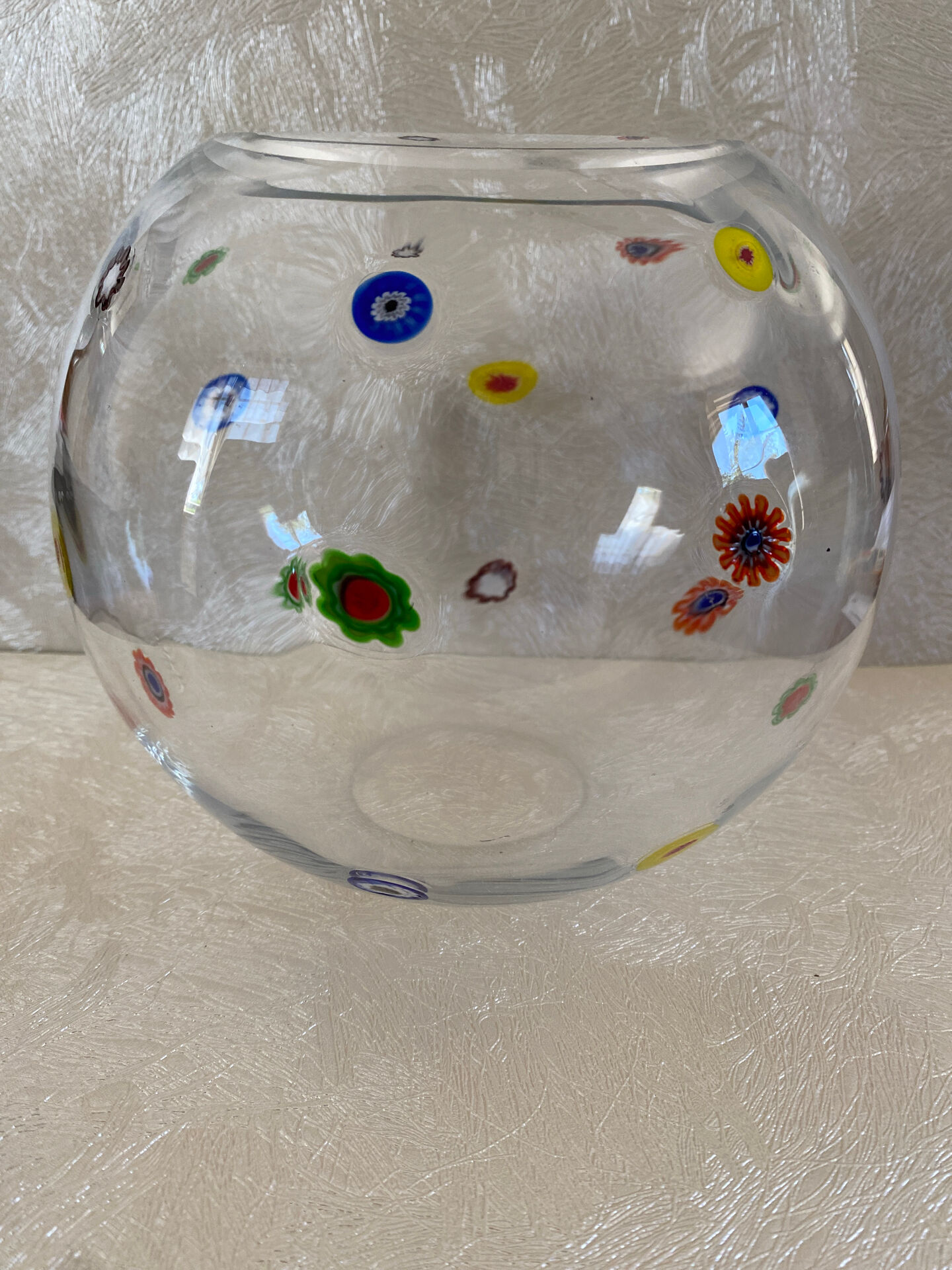 Art glass round vase, Millefiori technique (Murano style)