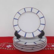 6 blue and red Basque dessert plates