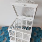 Vintage white cage for wood and metal decoration