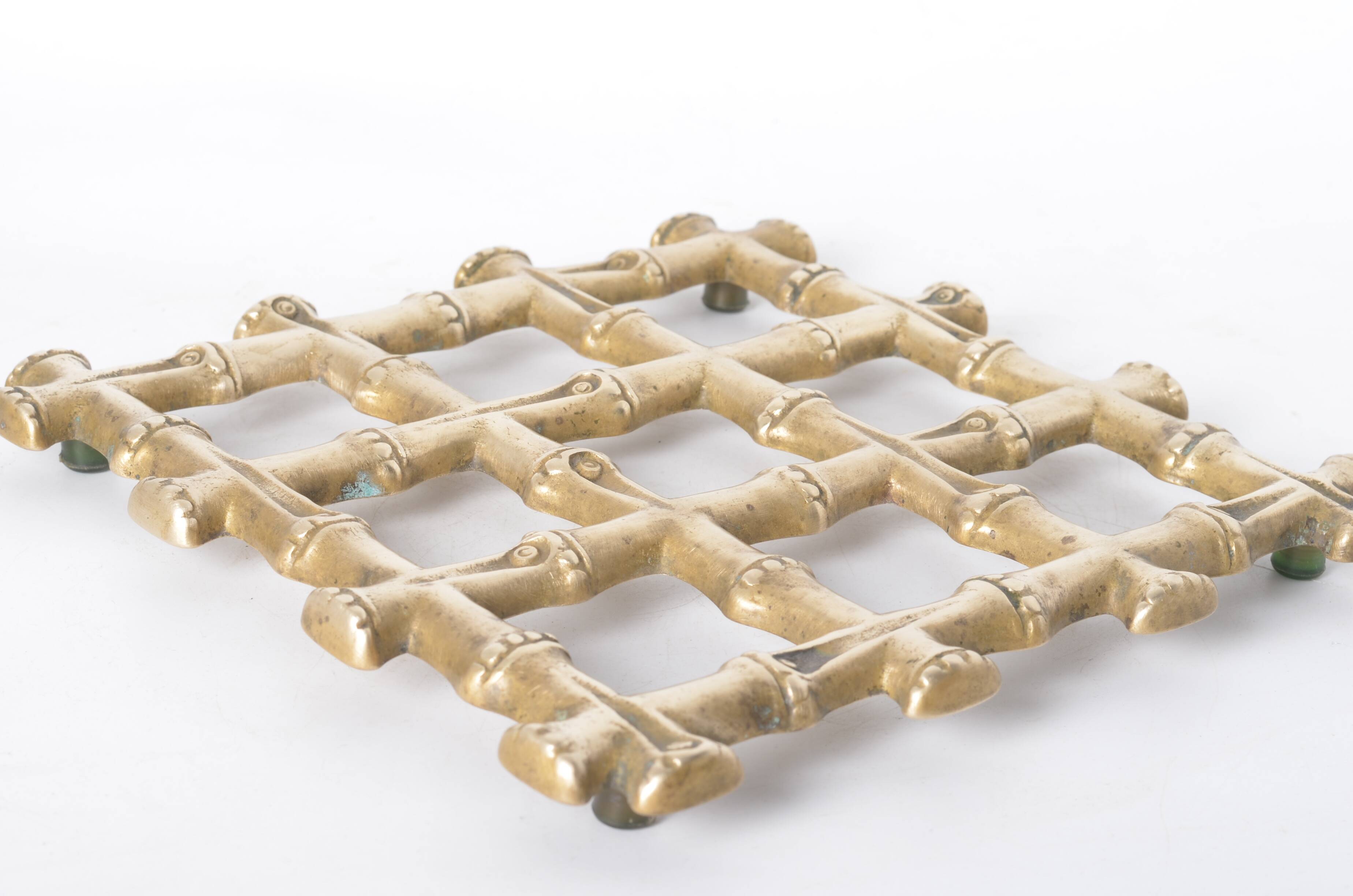 Brass imitation bamboo trivet