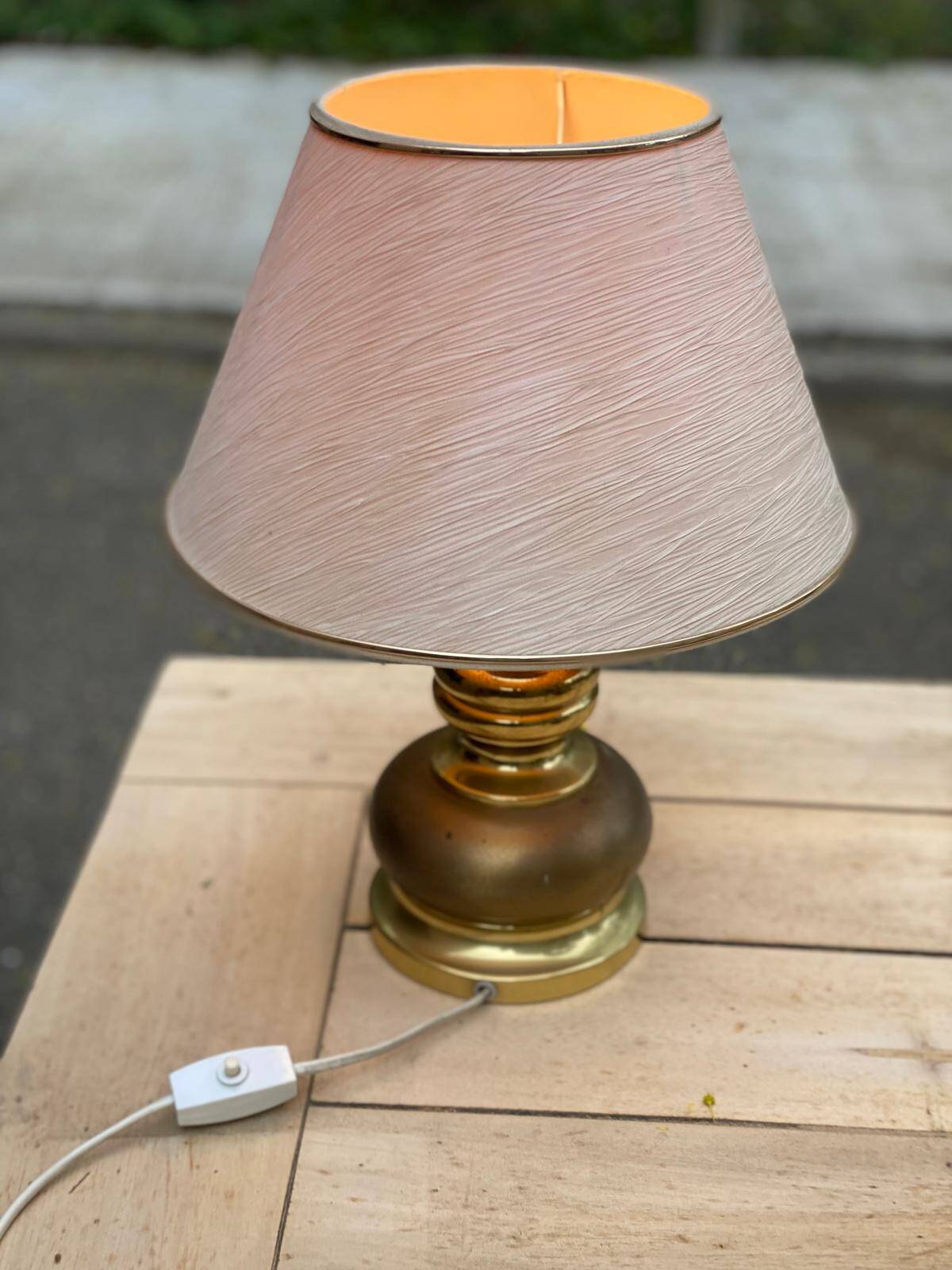 Vintage lamp with a bronze and gold brass ball base by Gura Leuchten.