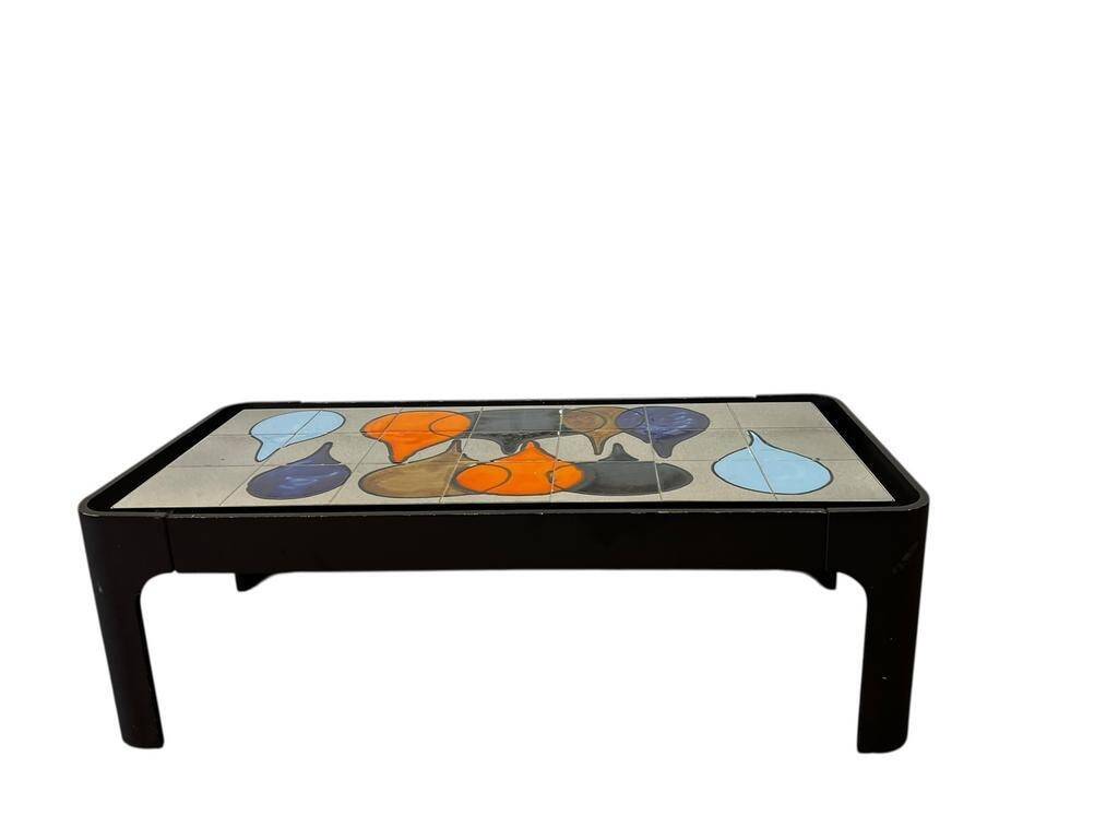 Vintage ceramic coffee table / Coffee table with rounded corners