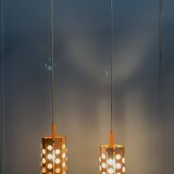 Set of 2 wood hang lamps 1970s