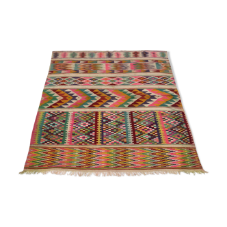 XL Handmade Vintage Boho North African Rug - Algerian Berber Ethnic Bohemian Antique Carpet 230x216