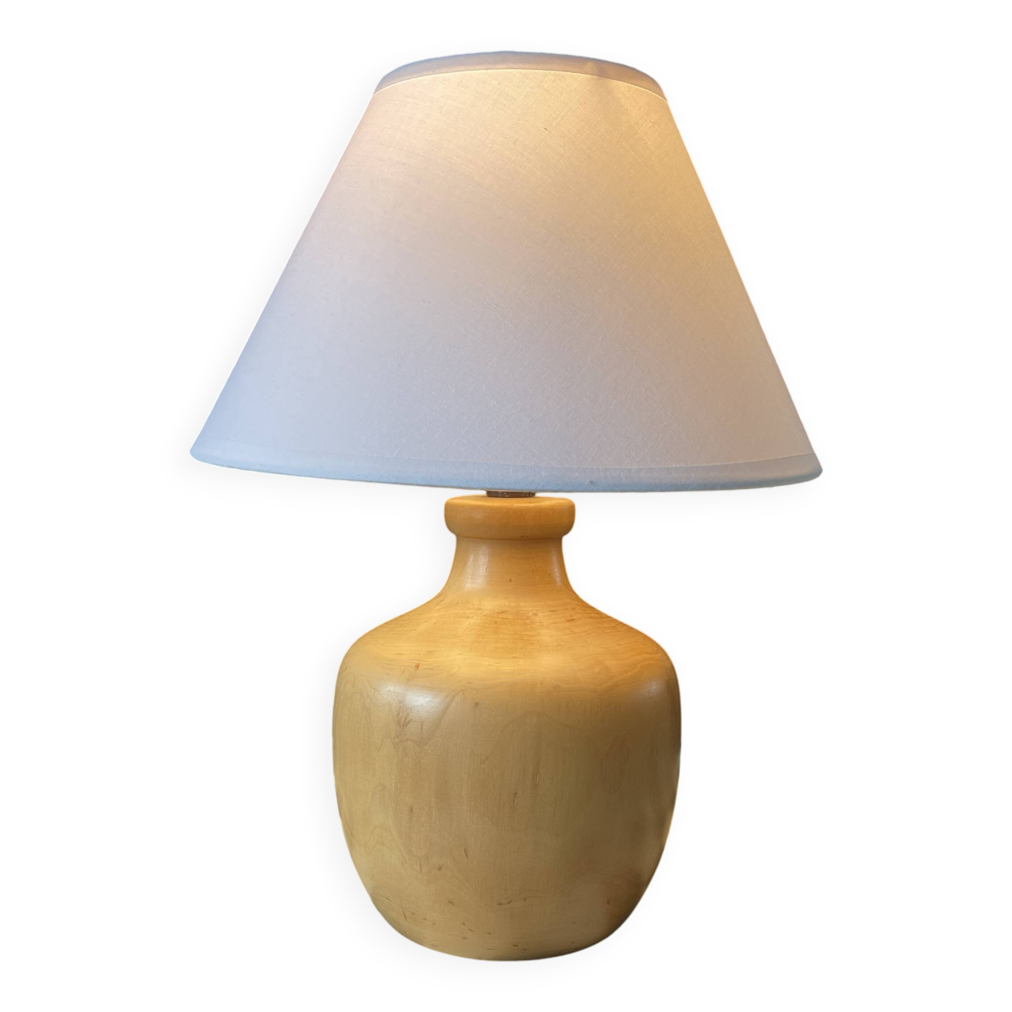 Lampe en bois d'orme tournée vintage