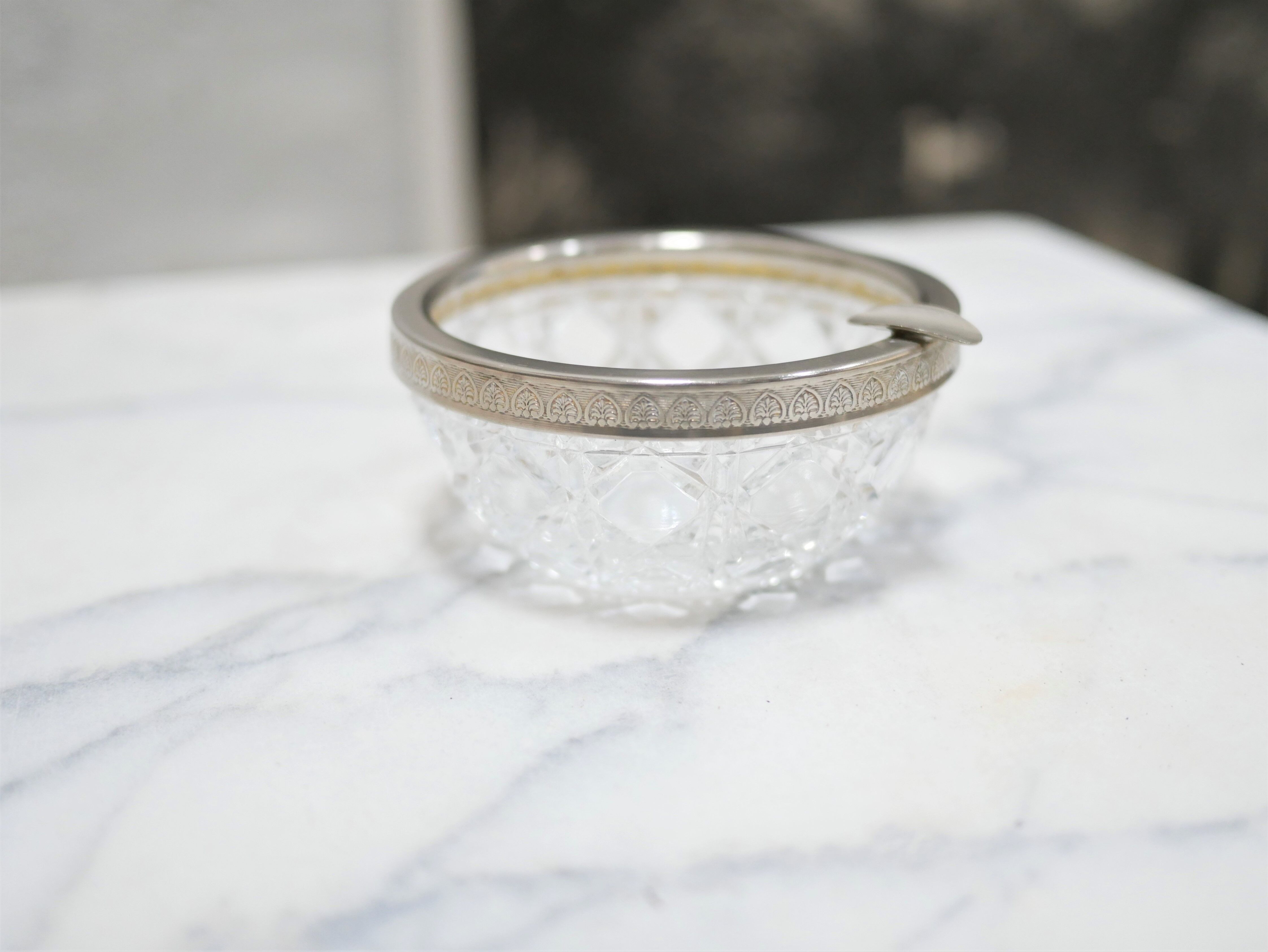 Vintage ashtray in crystal and silver metal