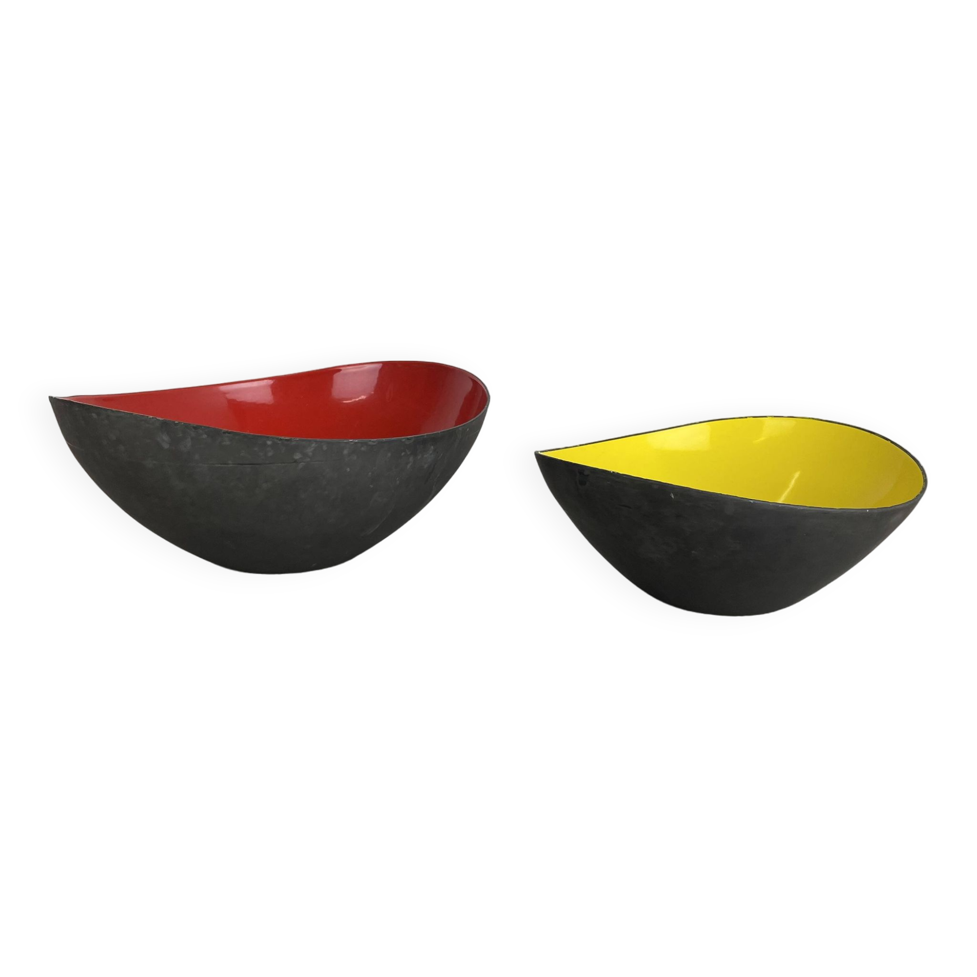 Set of 2 Krenit metal bowls by Herbert Krenchel for Ørskov, Torben, Denmark 1950