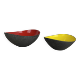 Set of 2 Krenit metal bowls by Herbert Krenchel for Ørskov, Torben, Denmark 1950