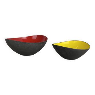 Set of 2 Krenit metal bowls by Herbert Krenchel for Ørskov, Torben, Denmark 1950