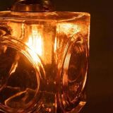 Japandi suspended glass lamp, vintage cubic bohemian glass lamp.