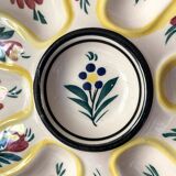 Hand-painted HB Quimper oyster plate