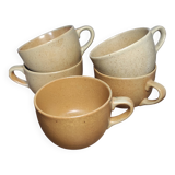 Set of 5 pretty vintage stoneware mugs