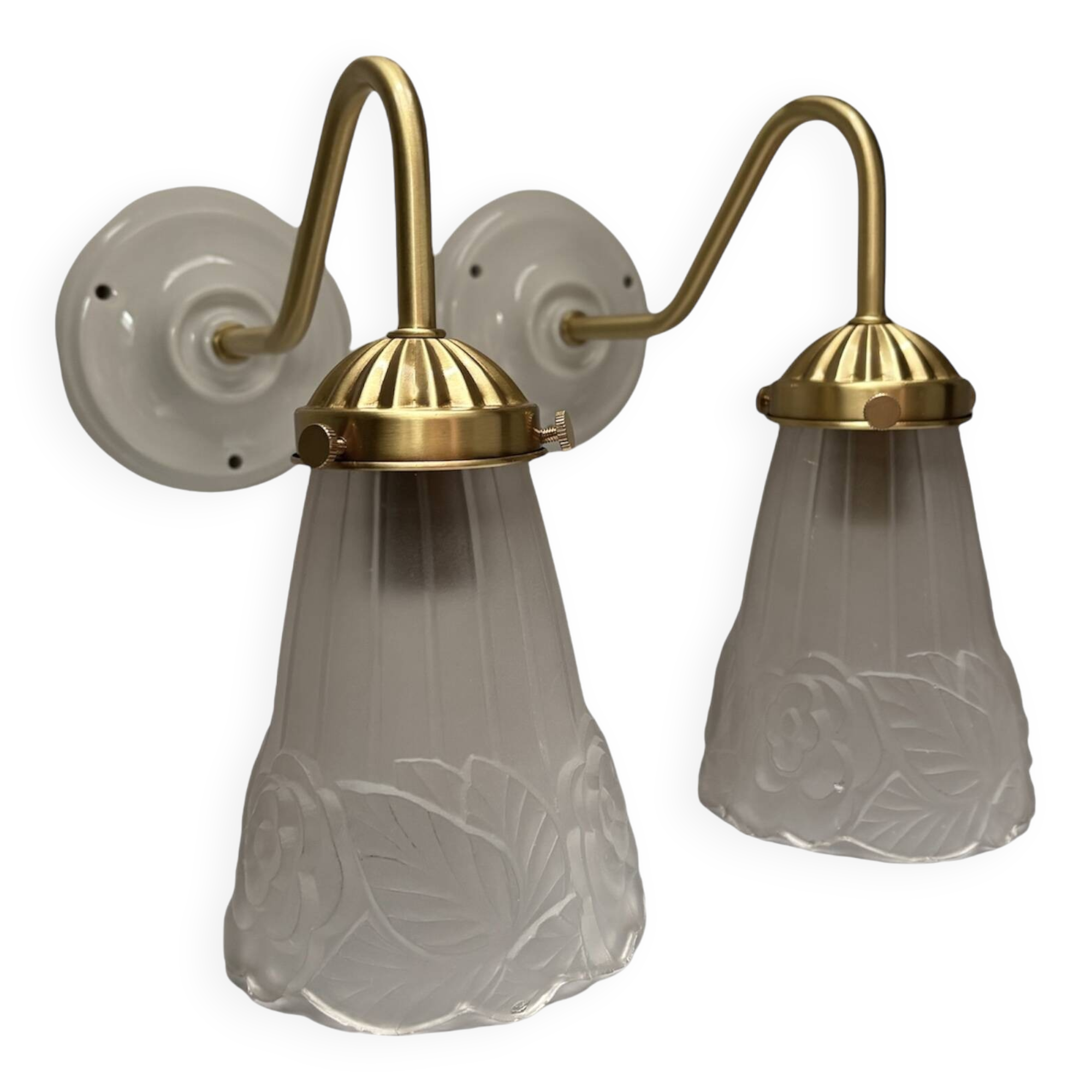 Pair of swan neck wall lights