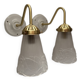 Pair of swan neck wall lights
