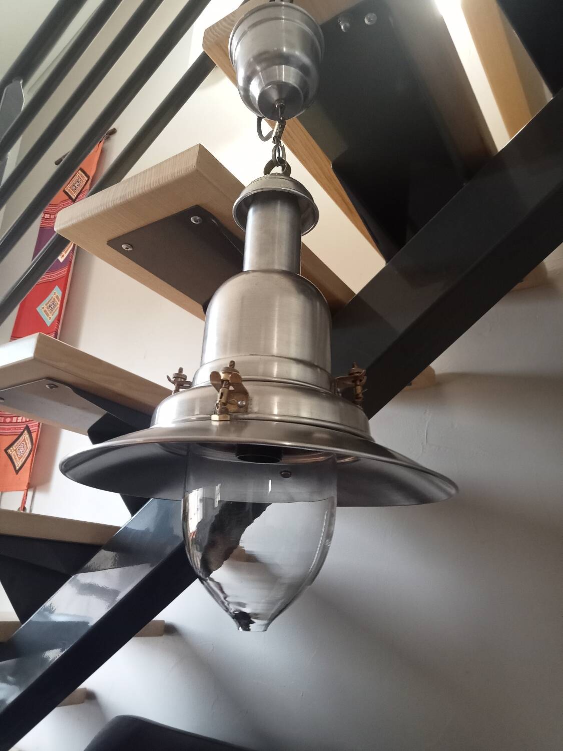 Lustre industriel vintage italien uccello fisherman