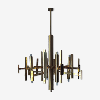 Brass chandelier by Maison Sciolari 1970