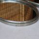 Vintage triptych mirror from a 1950s dressing table in nickel-plated silver.